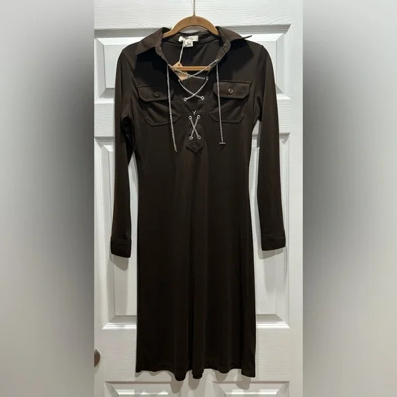 Michael Kors | Dresses | New Michael Kors Brown Dress With Silver Chain  Size 2 | Poshmark
